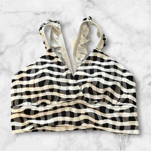 Offline by Aerie white black checkered bikini top bra sz S nwt 008